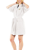 Personalized Thigh Length Waffle Weave Kimono Robes - White