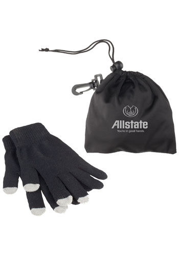 Imprinted Touch Screen Gloves In Pouch | X10239