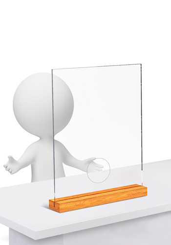 0.25 In Thick Distancing Barrier With Wood Base| X20344