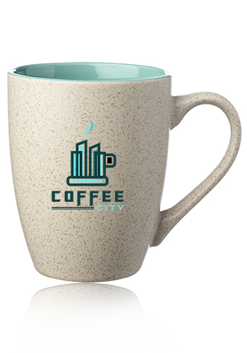 Personalized 10 oz. Sesame Speckled Two Tone Coffee Mugs