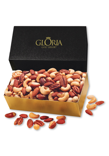 12 oz. Deluxe Mixed Nuts in Black & Gold Gift Box | MRBKT116