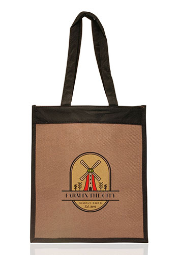 Jute Color Panel Tote Bags