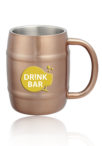 14 oz Copper Coated Stainless Steel Moscow Mule Barrel Mugs | TM317