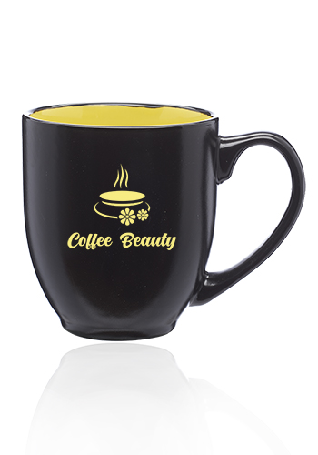 Large Coffee Mug. Strong Coffee, Short Monday. Black And Gold, White. 16  oz. New