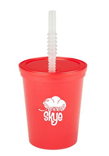 Plastic Stadium Cups with Lid and Straw