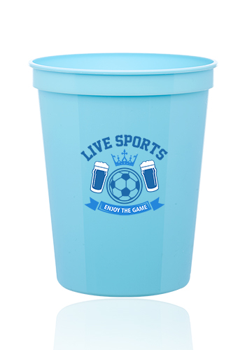 Light Blue Plastic Stadium Cups, Bulk Reusable Tumblers for All Occasions and Celebrations (16 oz, 24 Pack)