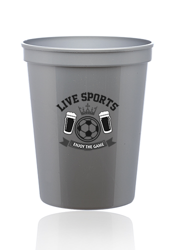 Black Stadium Cups, Reusable Plastic Party Tumblers (16 oz, 16 Pack)