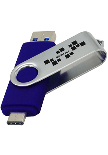 Customized 16GB Multi-Port Type C USB Swivel Flash Drive