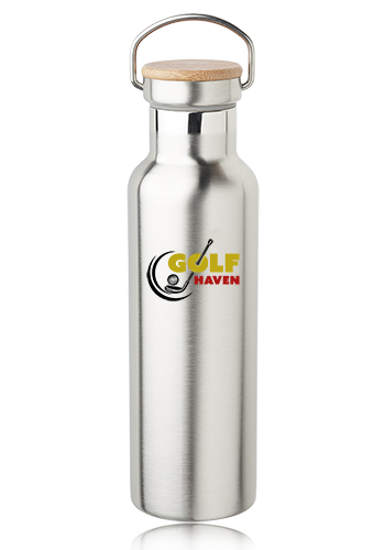 20 oz. Wood Top Stainless Steel Water Bottles
