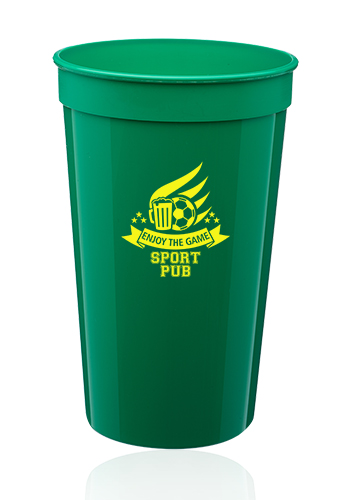 400ml Green Stadium Cup, Promotional & Printed Reusable Printed Stadium  Cups