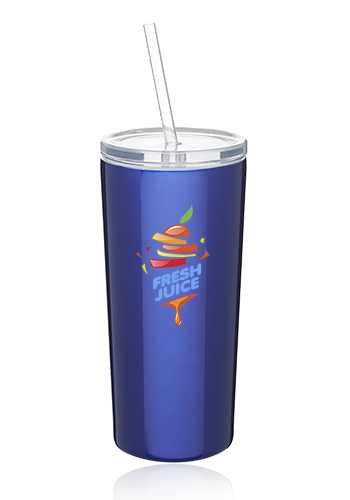 Promotional 16 oz. Mira Stainless Steel Tumblers with Straw