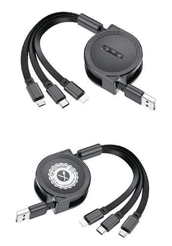 3-in-1 Retractable Cable for iPhone and Samsung