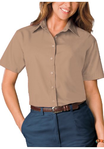 Blue Generation Ladies Short Sleeve Poplin Dress Shirts | BGEN6210S