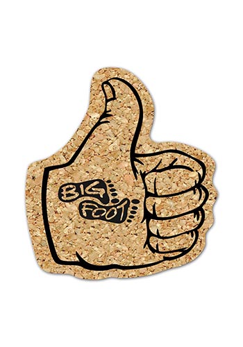 4.75 inch King Size Cork Thumbs Up Coasters | AM5XTHM
