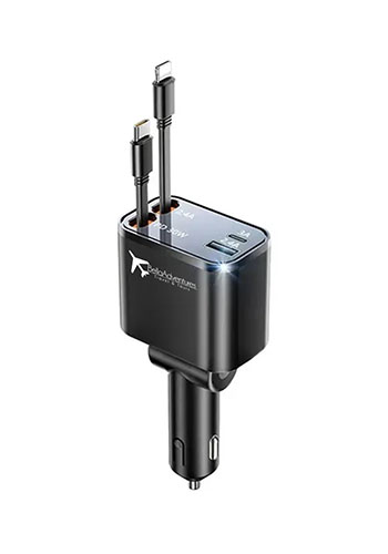 4 in 1 Fast Charging 69W Retractable Car Charger