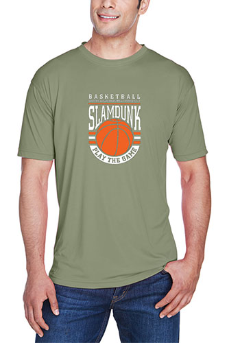 UltraClub Men's Moisture-Wicking Performance Tee – Military Green, 6X-Large, Athletic Fit, Tagless & Snag-Resistant