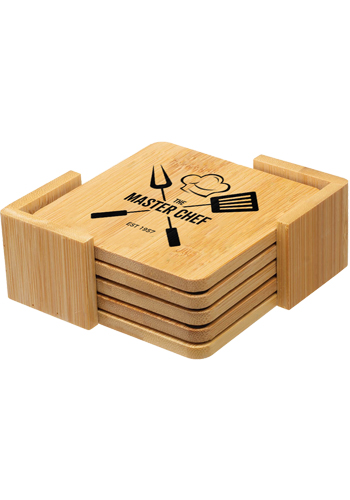 4-Piece Bamboo Coaster Set | IL1694