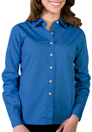 Blue Generation Ladies Long Sleeve Stain Release Poplin Dress Shirts | BGEN6216