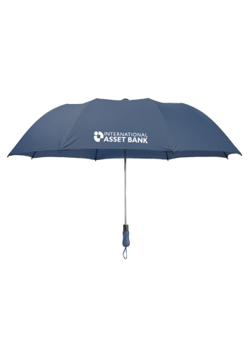 Navy Blue & White Personalised Compact Folding Umbrellas Custom Printed Logo