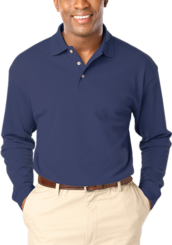 Blue Generation Men's Pocketless Long Sleeve Polo Shirts | BGEN7207