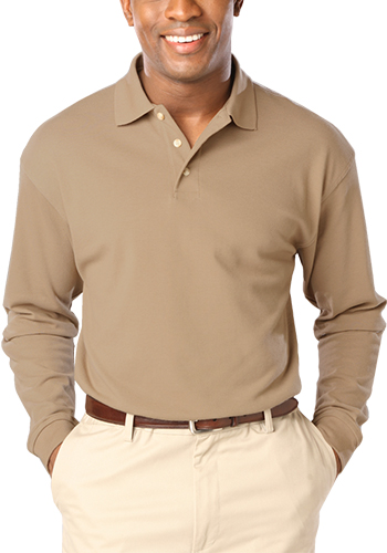 Blue Generation Men's Pocketless Long Sleeve Polo Shirts | BGEN7207