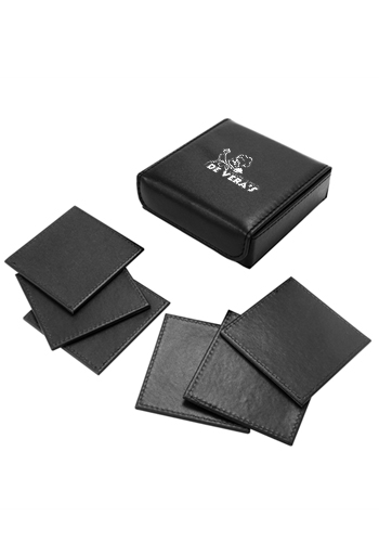6 Pcs Leather Coasters in Black Box | NOI608205