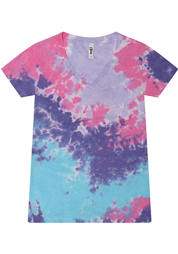 Tie-Dye Ladies V-Neck T-Shirt | 1075CD