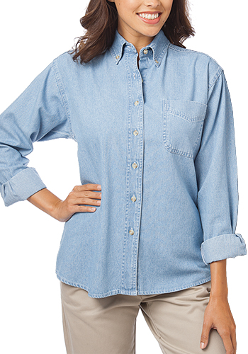 Blue Generation Ladies' Long Sleeve Premium Denim Shirts | BGEN8202