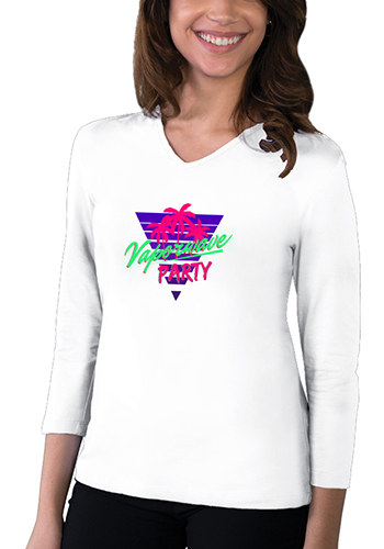 Ladies 3/4 Sleeve V-Neck Tee Shirts