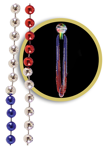 Red-Silver-Blue Bead Necklaces | WCJLR085