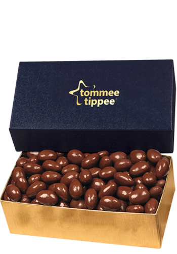 Chocolate Covered Almonds in Navy Gold Gift Box | MRNVT124