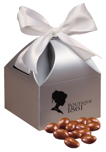 Chocolate Covered Almonds in Silver Gift Box | MRSCT124