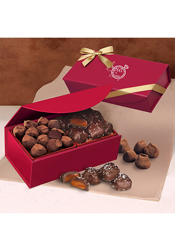 Chocolate Sea Salt Caramels & Cocoa Dusted Truffles in Magnetic Closure Gift Boxes | MRRMB138