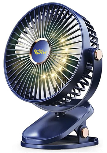 Clip-on Battery Operated Fan with LED Lights