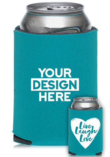 Promotional Collapsible Can Cooler Heart Live Laugh Love Print | KZ456