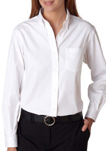 Van Heusen Women's Long Sleeve Pinpoint Oxford Dress Shirts | V0110