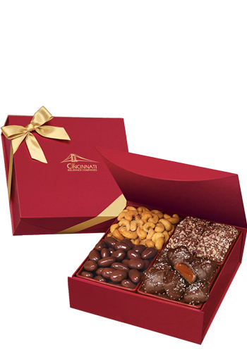 1.25 lbs. Assorted Chocolates and Nuts in Scarlet Magnetic Closure Keepsake Box | MRRMB939