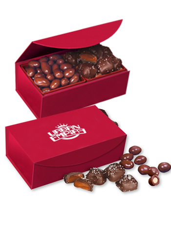 9 oz. Chocolate Covered Almonds & Chocolate Sea Salt Caramels in Magnetic Closure Gift Box | MRRMB142
