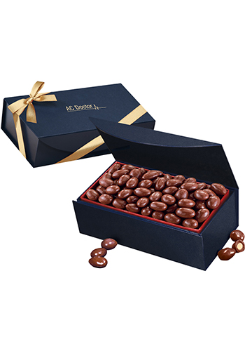 Chocolate Covered Almonds in Navy Blue Magnetic Closure Gift Box | MRNMB124