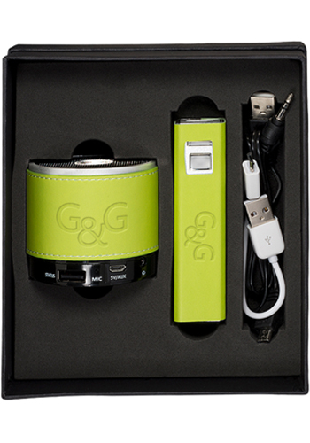 2200 mAhTuscany Aluminum Power Banks and Bluetooth Speakers Gift Set | PLLG9350