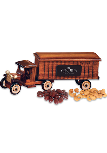 1930 Wooden Tractor-Trailer Truck with Chocolate Covered Almonds & Extra Fancy Jumbo Cashews | MRTR2120