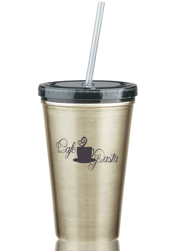 16 oz Stainless Steel Double Wall Tumblers With Straw | X20082