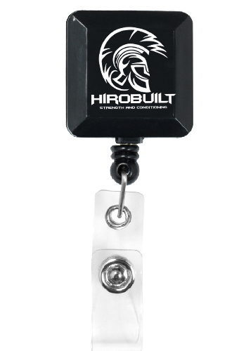 Black Custom Printed Cord Square Retractable Badge Reel with Metal Rotating Alligator Clip (Black - Sample)