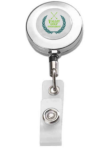 Round Metal Retractable Badge Reel with Belt Clip on Back | SUAZCKMRND