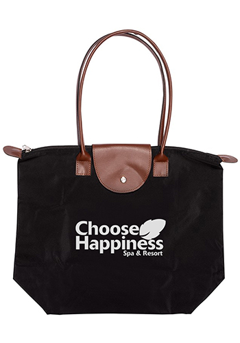 Folding Totes with Leather Flap