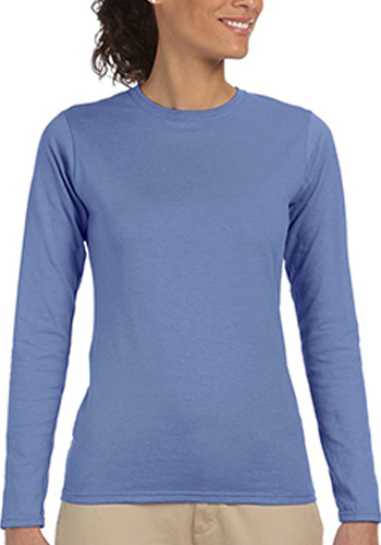 Printed Gildan Junior Fit Long Sleeve T-Shirts | 64400L - DiscountMugs