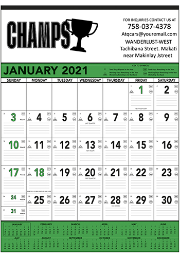Green & Black Contractor's Memo Triumph Calendars | X11364