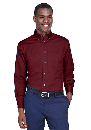 Harriton Men's Easy Blend™ Long-Sleeve Twill Shirt with Stain-Release