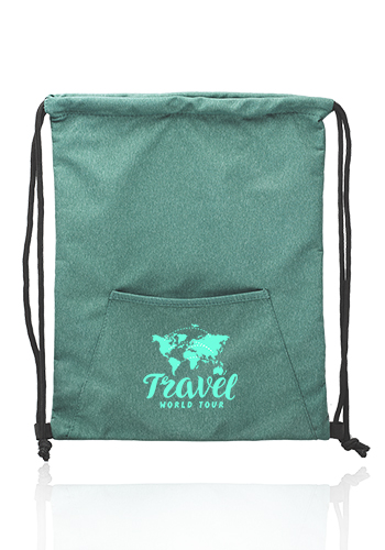 Heathered Drawstring Bags with Pocket | BPK88
