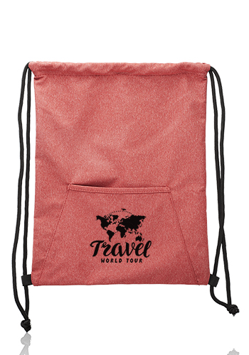 Heathered Drawstring Bags with Pocket | BPK88